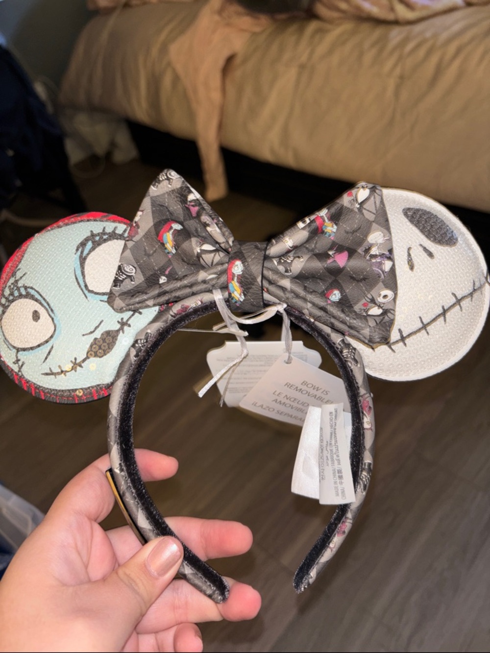 Nightmare Character Kids Ear Headband with Bow - Black/Grey